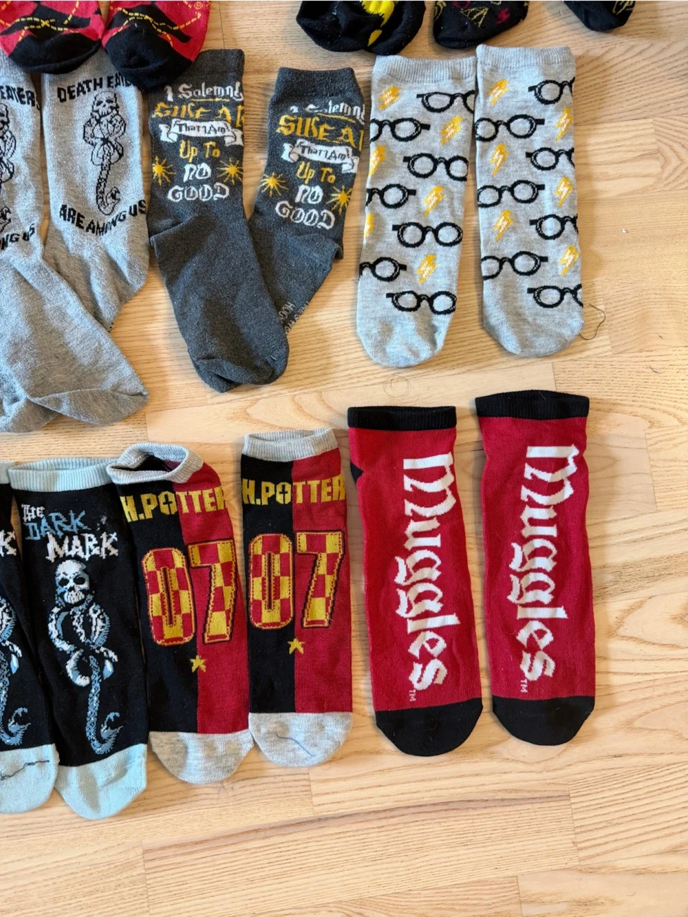 Harry Potter House & Themed Men's Crew Socks Bundle- 15 Pairs of Socks